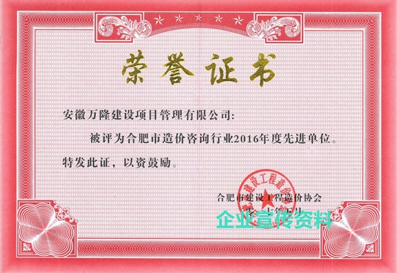 合肥市建設(shè)工程造價(jià)協(xié)會(huì)先進(jìn)單位